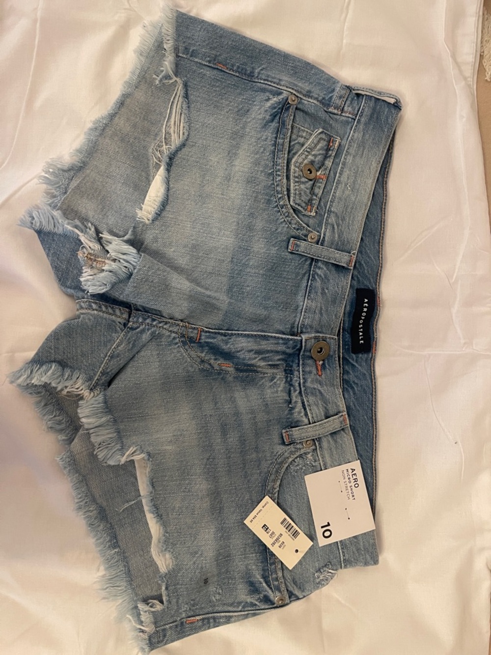 Aeropostale Light Blue Distressed Denim Jean Shorts MICRO SHORTS NO STRETCH